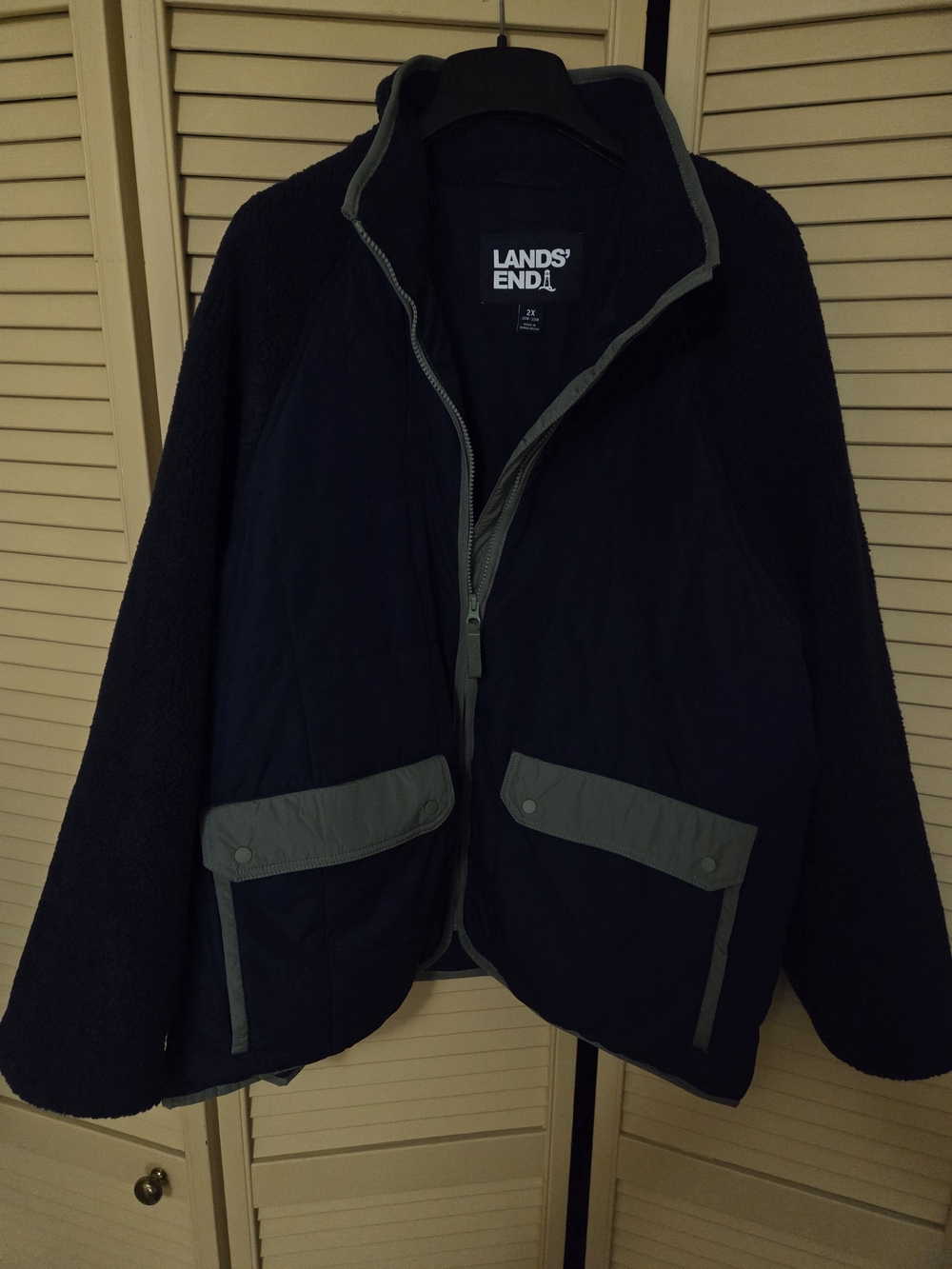 Lands' End Navy Jacket with Gray Trim, 2X